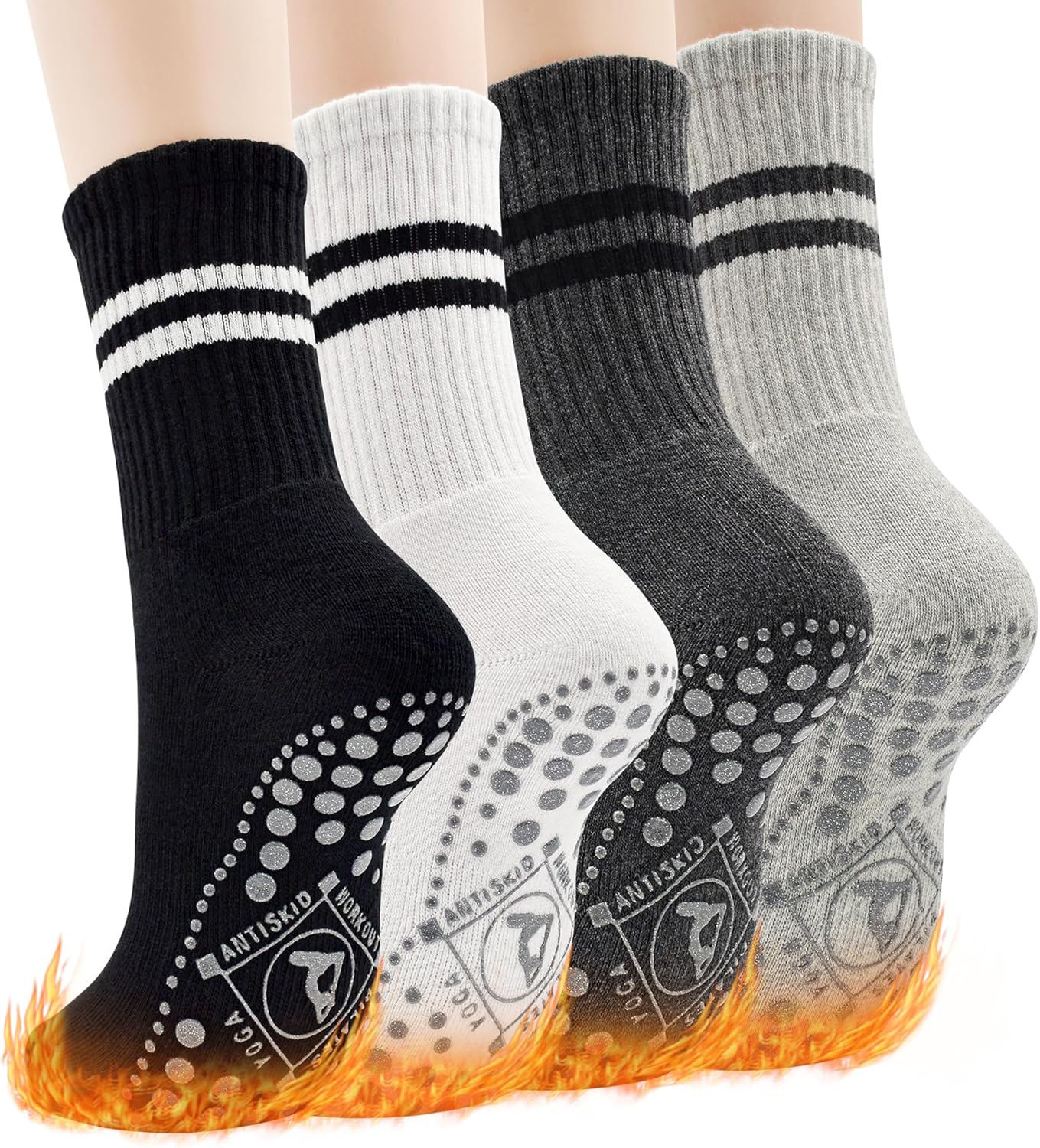 DECOVICI Grip Socks - Non-Slip Pilates Socks for Women - Anti-Skid Athletic Barre Socks