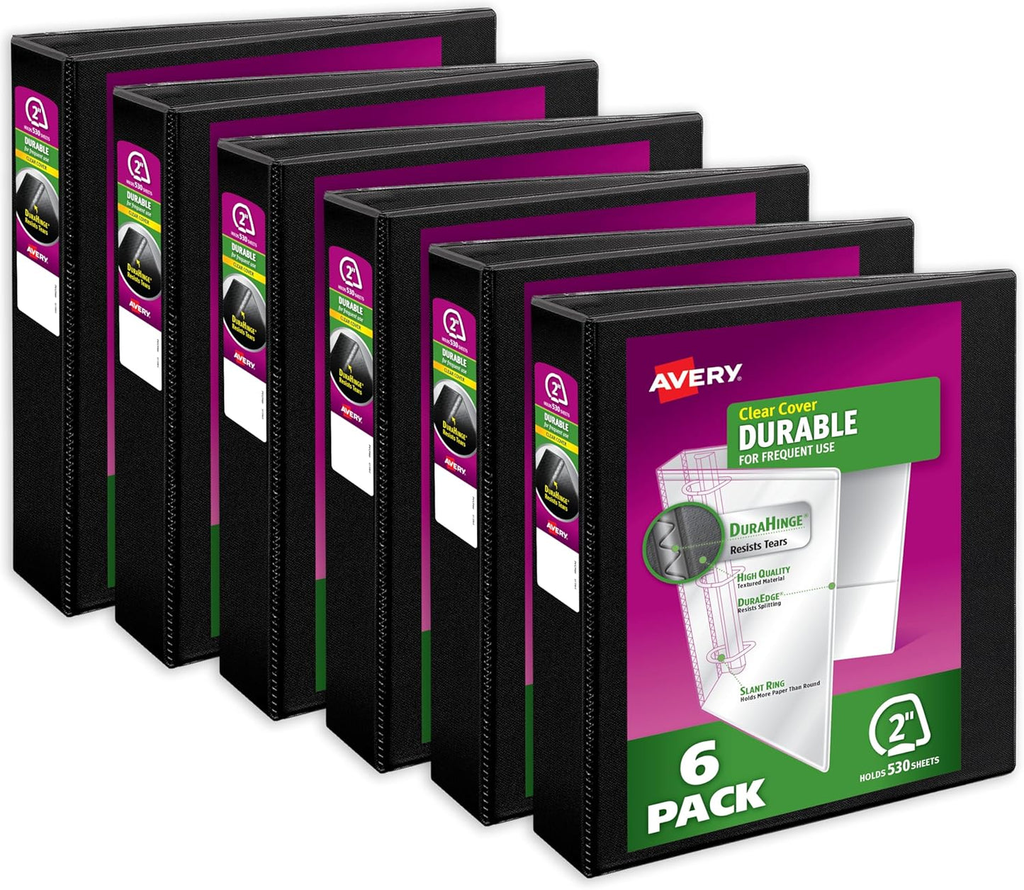 Avery Durable View 2 Inch Binders with Slant Rings for Storage