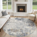 6ft Round Area Rug Living Room Rugs - Washable Neutral Abstract Rug