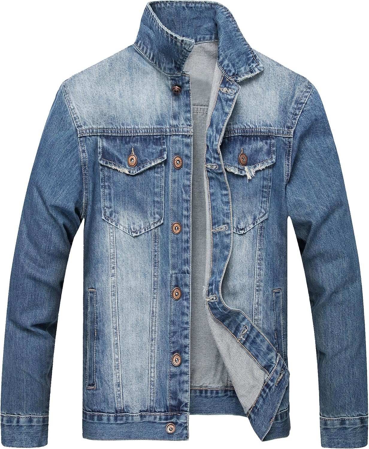 LZLER Men's Distressed Denim Jackets for Trendy Casual Style