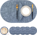 Homaxy Round Faux Leather Placemats Set of 6 for Dining