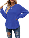 MEROKEETY Women's Fall Waffle Knit Sweater - Casual Crew Neck Pullover