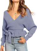 ZESICA Women's Fall Wrap V Neck Long Batwing Sleeve Sweater