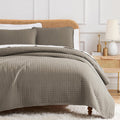 King Size Taupe Quilt Set - Soft Microfiber Bedding