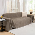 Couch Cover for Dogs Chenille Sofa Throw with Tassels - Sand