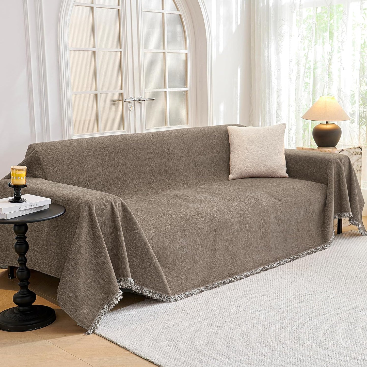 MYSKY HOME Couch Cover for Dogs Washable Chenille Protector