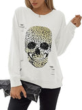 Blooming Jelly Skull Graphic Crewneck Sweatshirt - Oversized Comfort