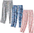 PNAEONG Women Capri Pajama Pants 3-Pack - Soft Cotton Blend Comfort