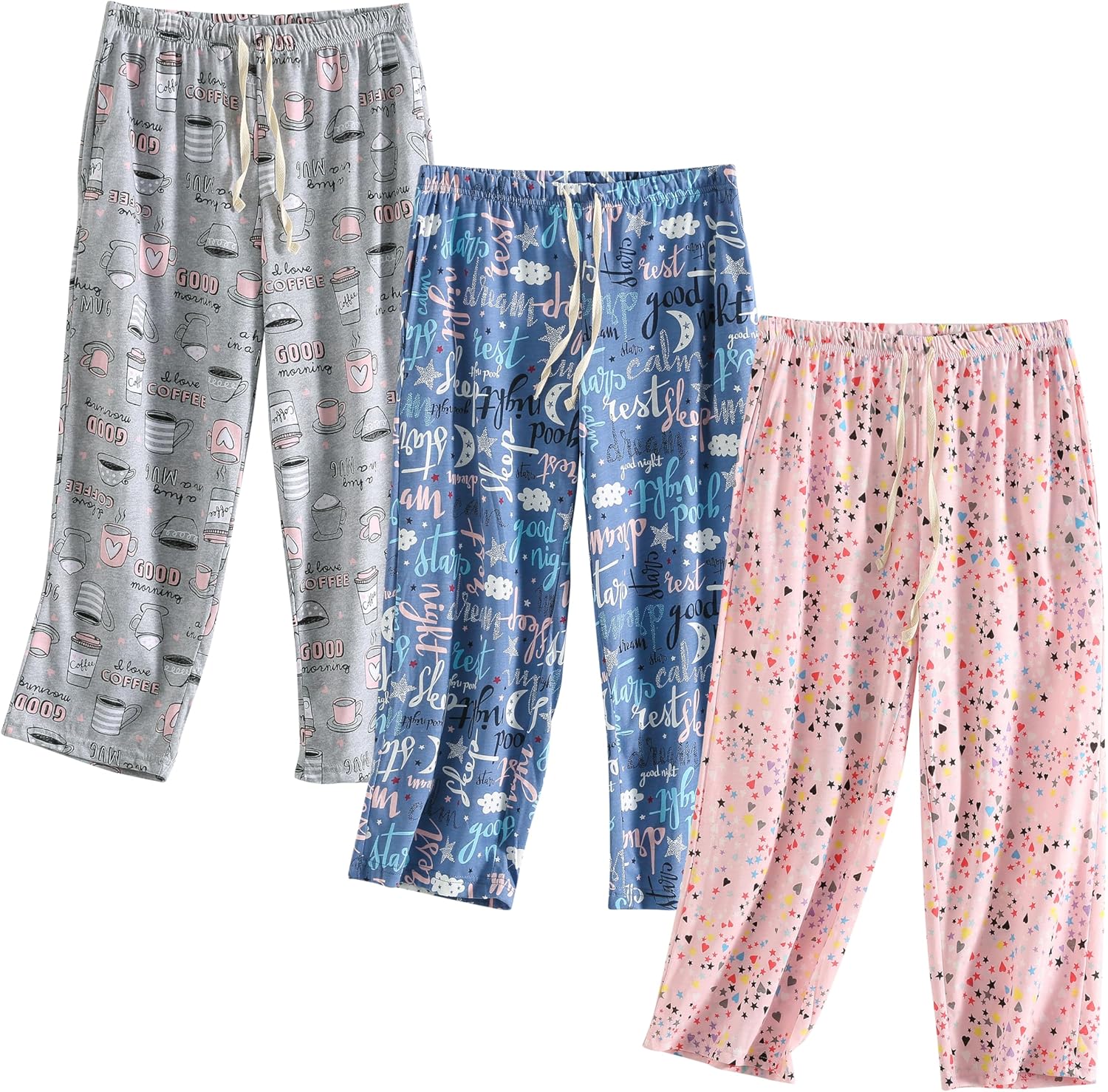 PNAEONG 3 Pack Women Pajama Pants with Pockets for Comfort