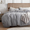 100% Cotton Waffle Duvet Cover Set - Oversized King Grey - Breathable