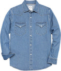 Men's Cotton Denim Button Up Shirt Two Pocket Long Sleeve