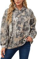 Camo Hoodie for Men Women Oversized Fleece Maple Leaf Pullover - Soft