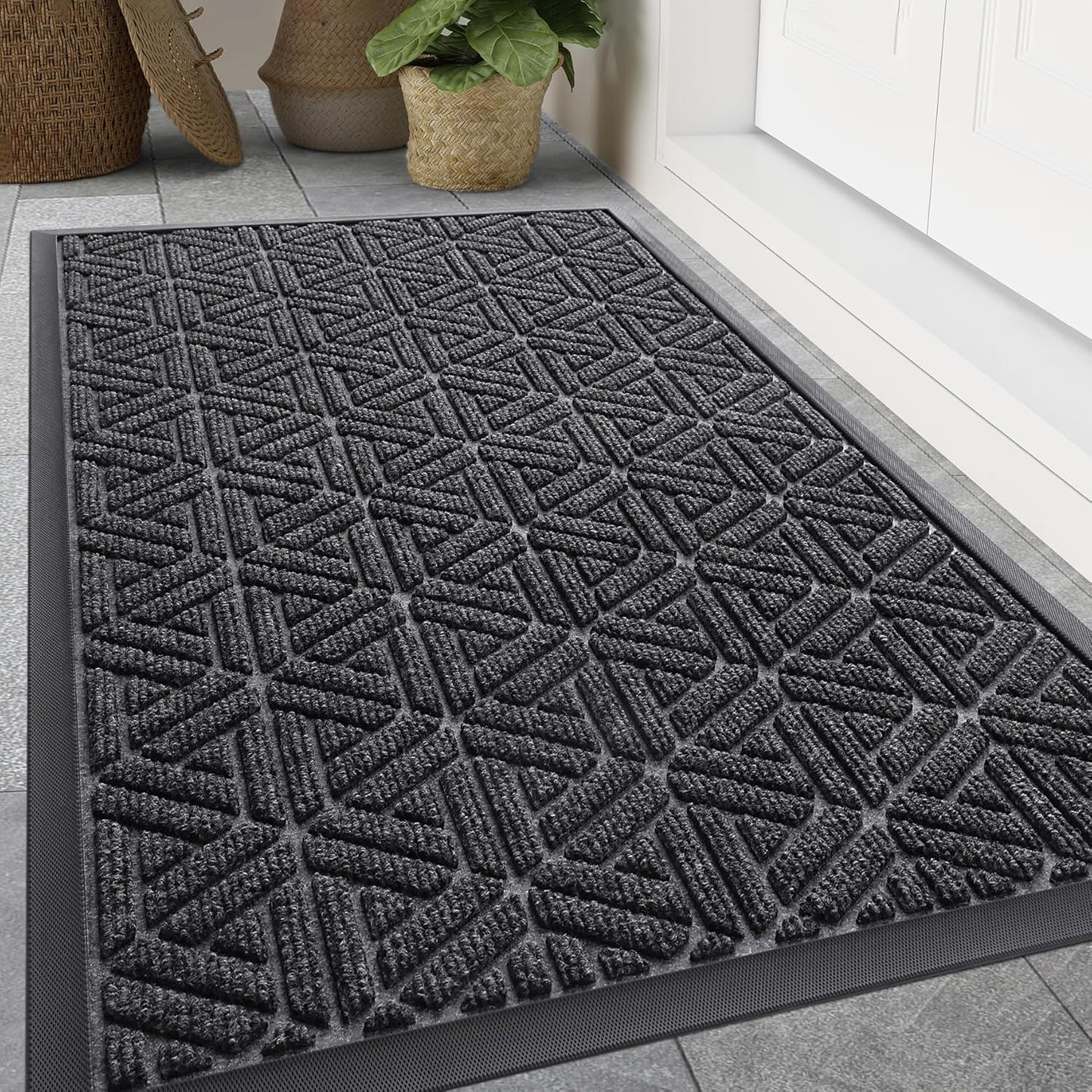 Smiry Heavy Duty Natural Rubber Doormat for Entrance 47x32 in