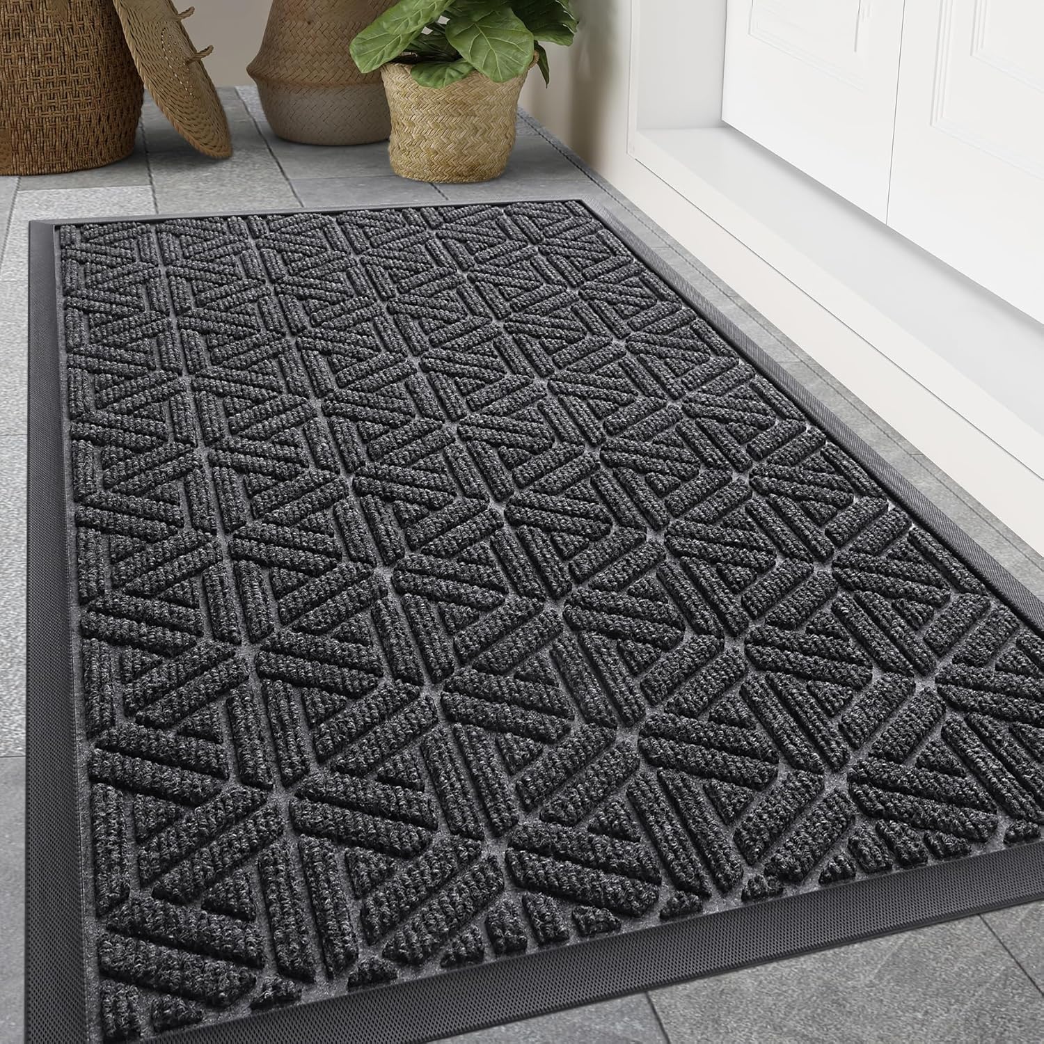 Smiry Heavy Duty Natural Rubber Doormat for Entrance 47x32 in
