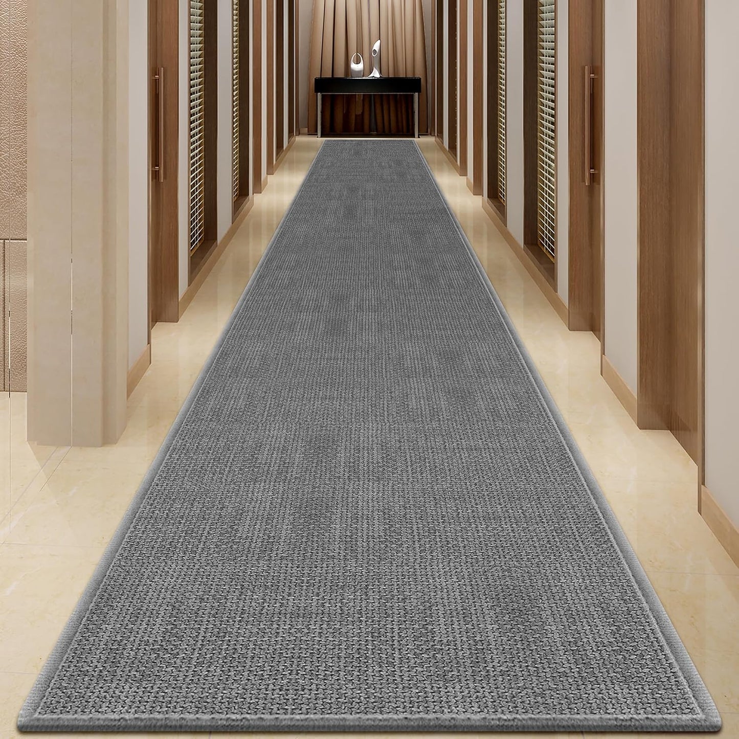 20 ft Jute Entryway Runner Rug for Hallway - Grey Non Slip Mat