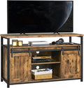 Rustic Brown Farmhouse TV Stand with Sliding Barn Doors