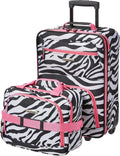 Rockland Fashion Softside Upright Luggage Set Pink Zebra - Travel
