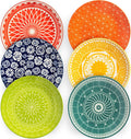 Annovero Dinner Plates Mismatched Colorful 6-Piece Set - Durable