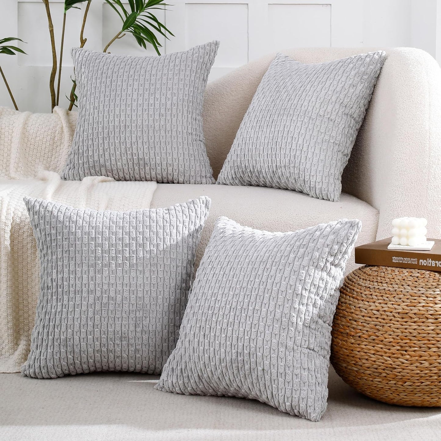 VAKADO Grey Decorative Throw Pillow Covers for Cozy Living Room