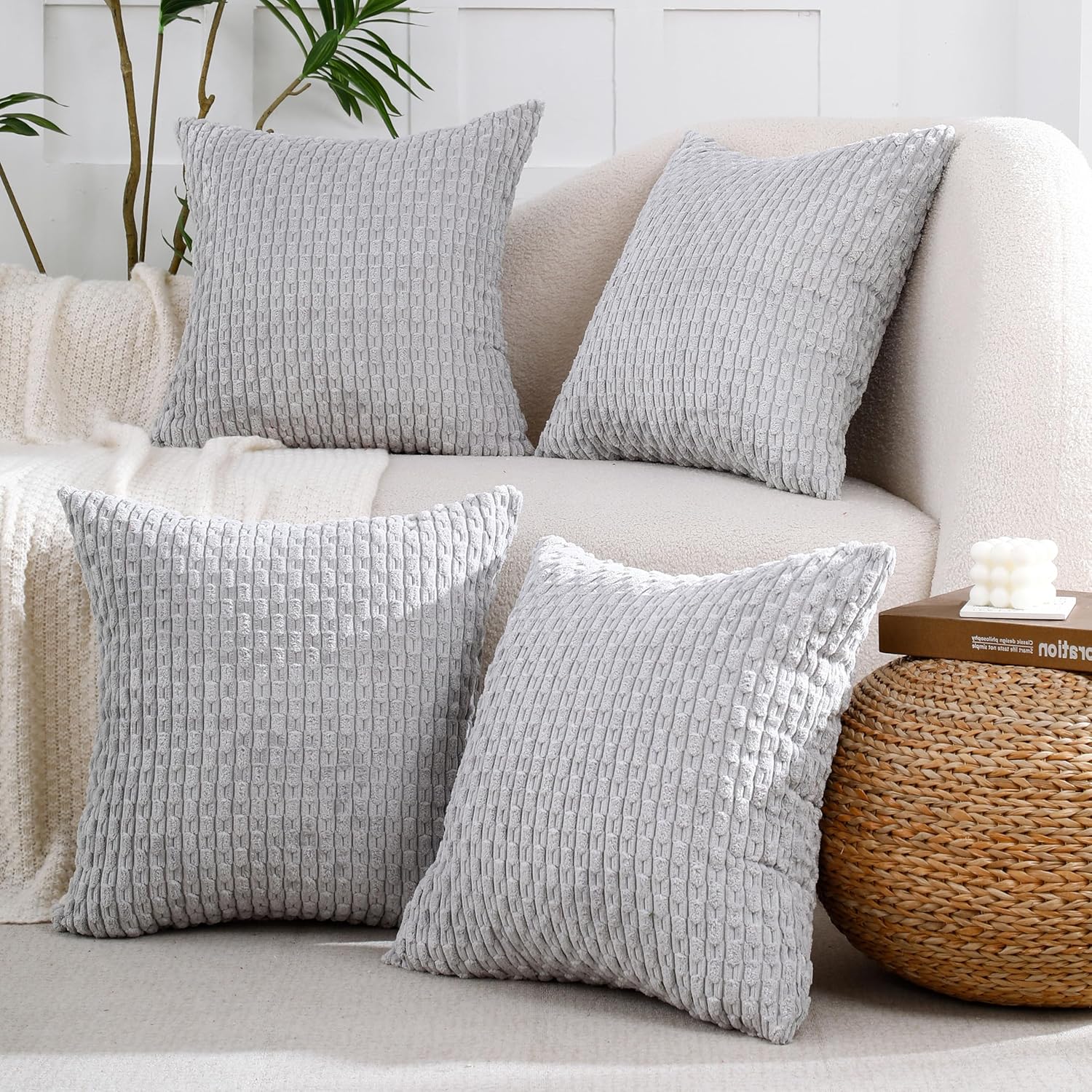 VAKADO Grey Decorative Throw Pillow Covers for Cozy Living Room