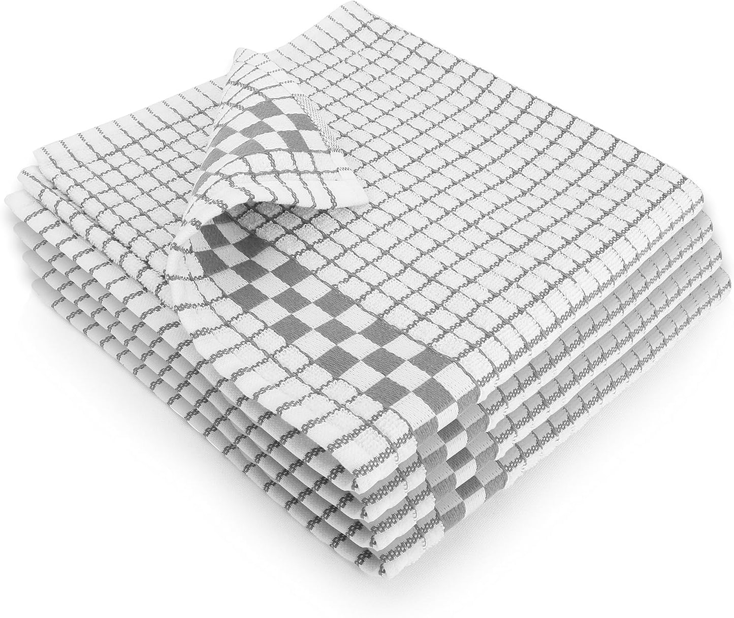 Fecido Classic Kitchen Dish Towels - Set of 4, Silver Gray