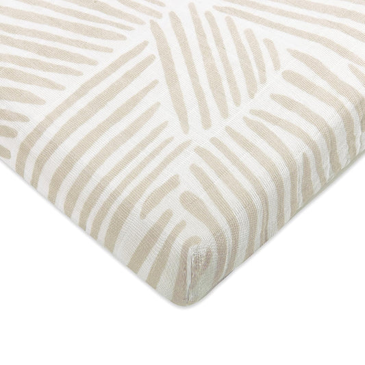 Babyletto Organic Cotton All-Stages Midi Crib Sheet - Oat Stripe