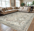 KUTA Ivory Grey Yellow Oriental Medallion Area Rug 9x12 Feet
