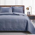 Love's cabin King Size Quilt Set Blue - Lightweight Coin Pattern Quilt