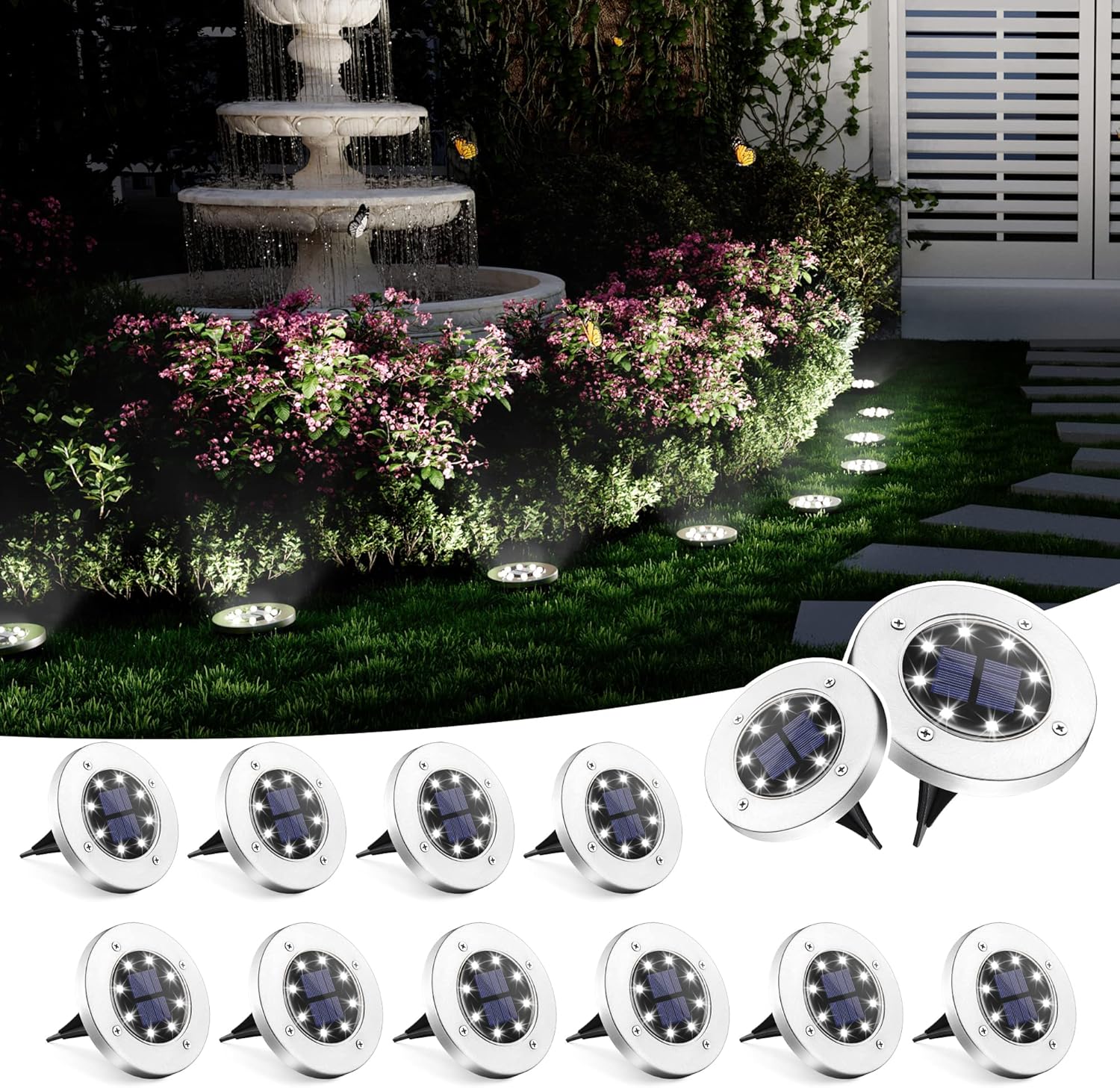 SOLPEX 12 Pack Solar Ground Lights - Brighten Your Outdoor Space!