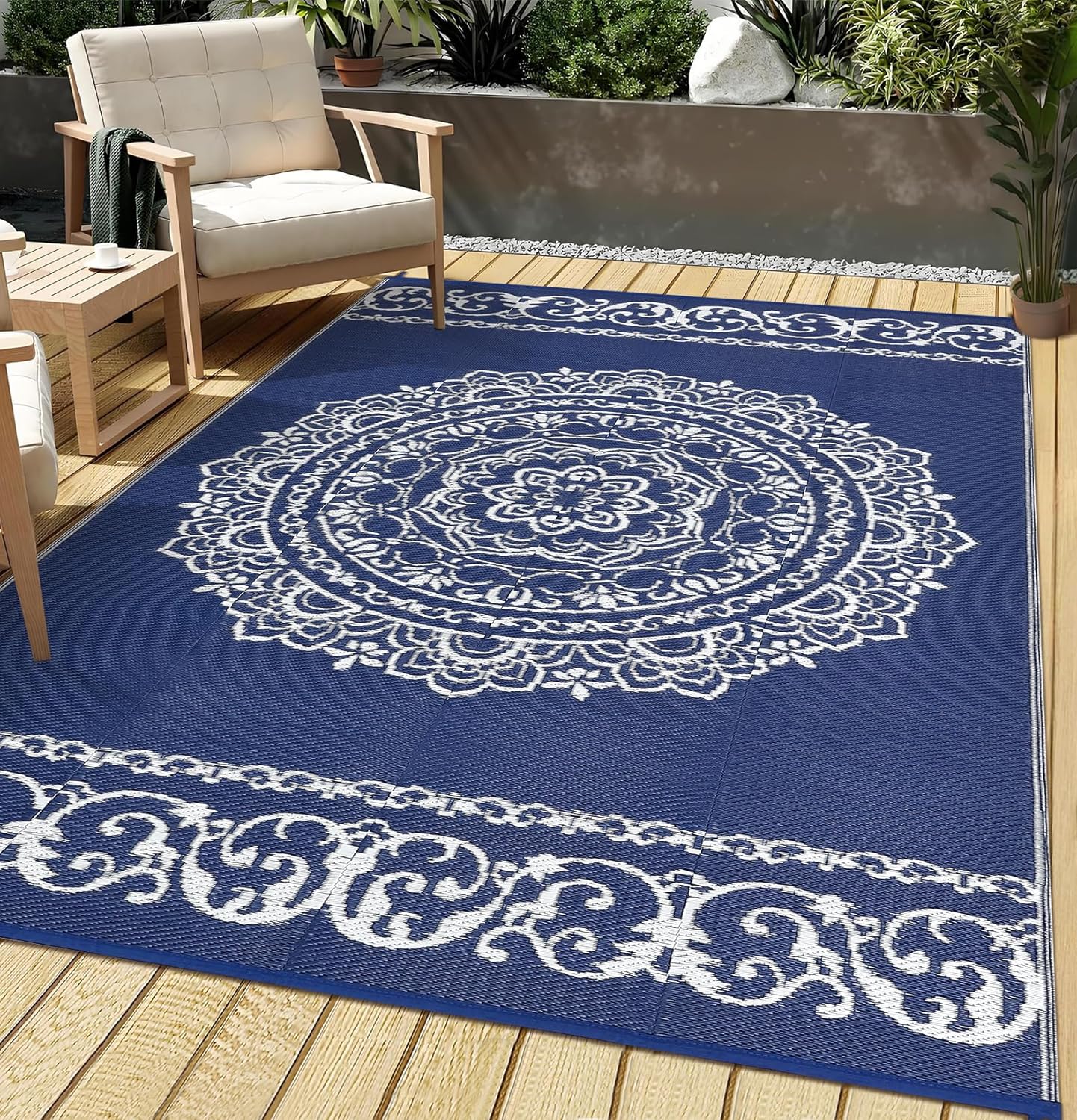 Garvee Waterproof Outdoor Rug 8x10 ft for Patio and Camping