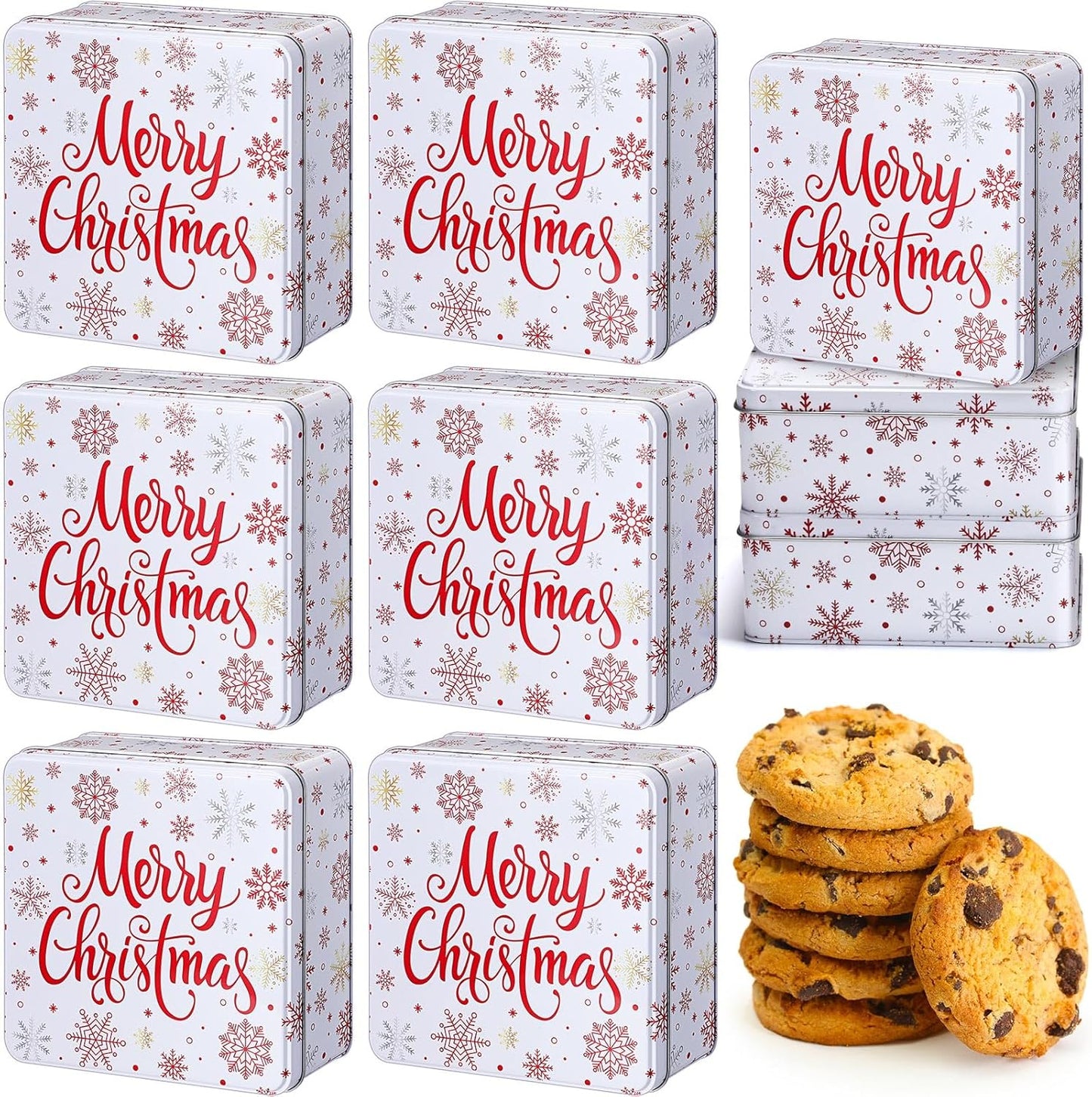 Tandefio Christmas Cookie Tins for Gift Giving and Storage