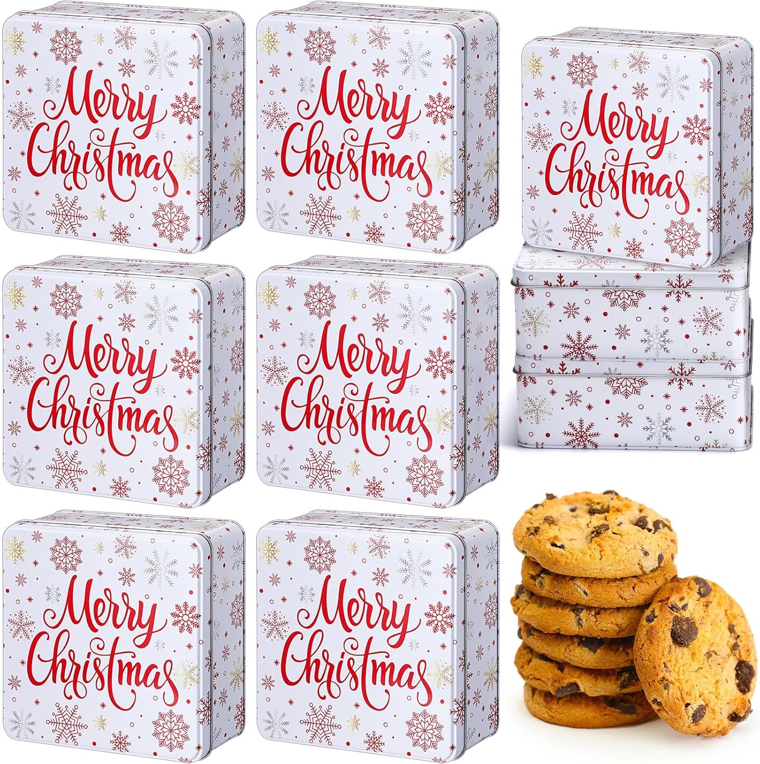 Tandefio Christmas Cookie Tins for Gift Giving and Storage