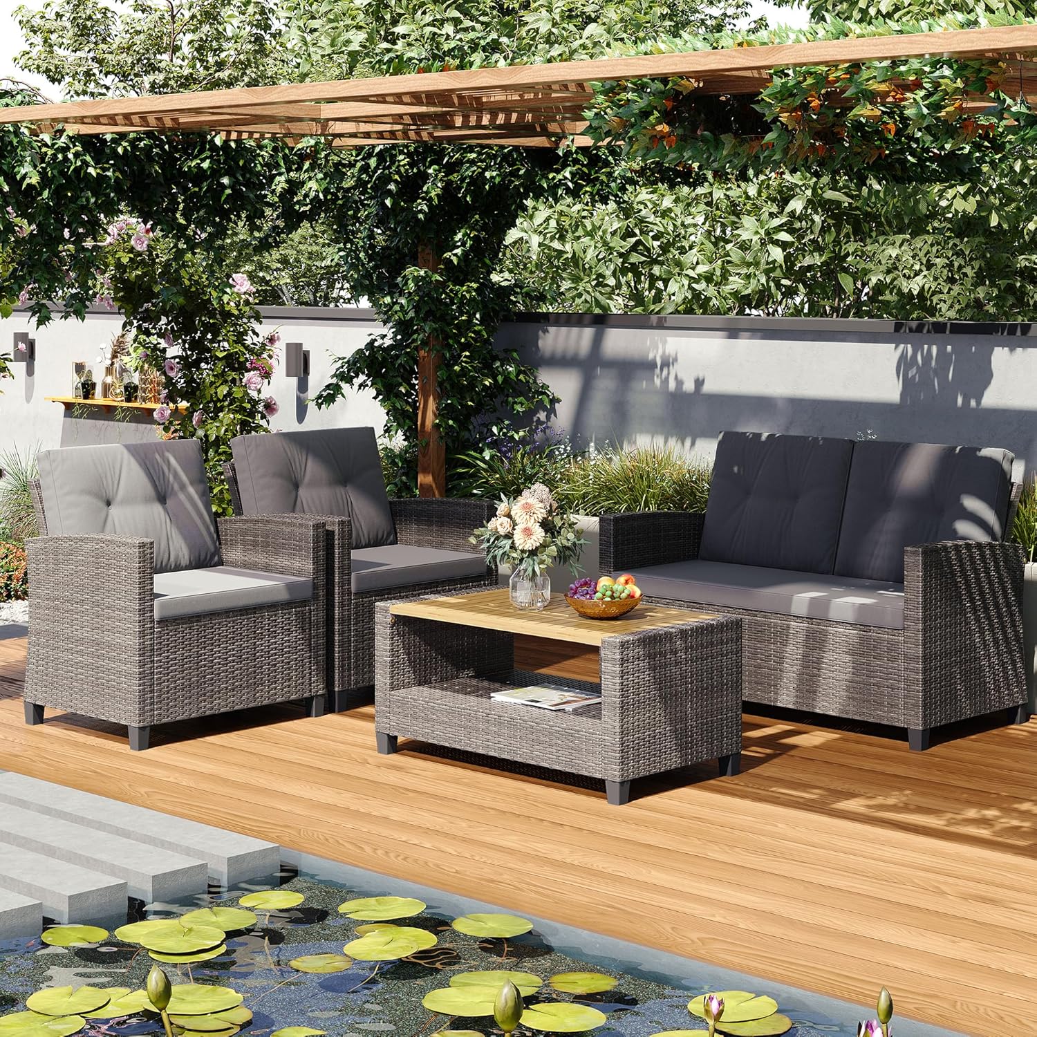 Wicker Outdoor Patio Conversation Furniture Set for Relaxation