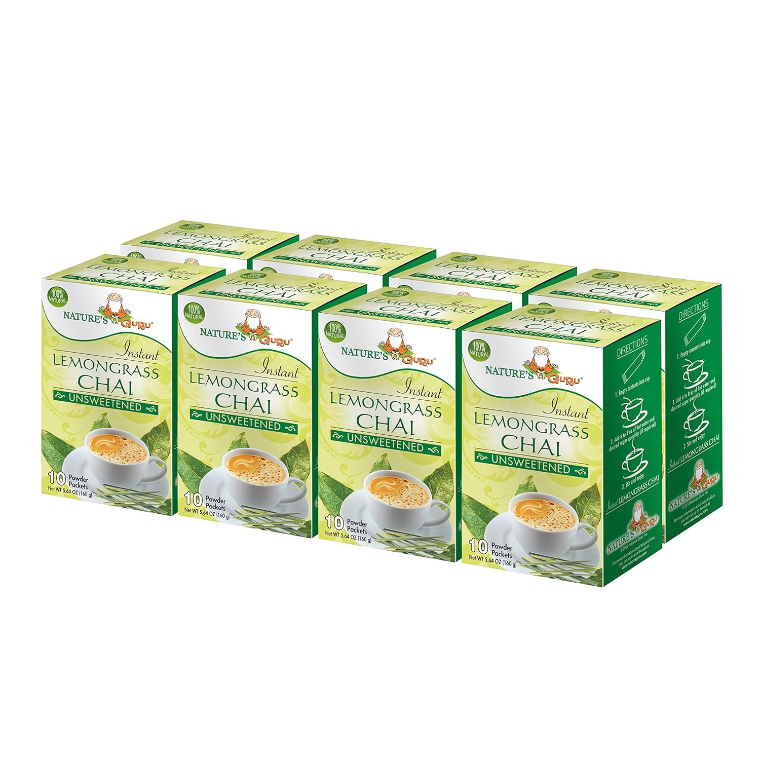 Nature's Guru Instant Lemongrass Chai Tea Drink Mix for On-the-Go
