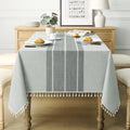 puredown Rustic Rectangle Tablecloth 55x102 in - Waterproof Tassel