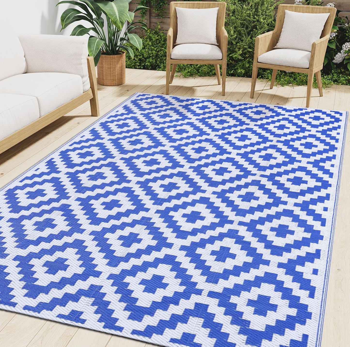 Smiry Waterproof Outdoor Rug 8x10 ft for Versatile Use