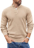 Men's Quarter Button Mock Neck Sweater - Lightweight Casual Knit