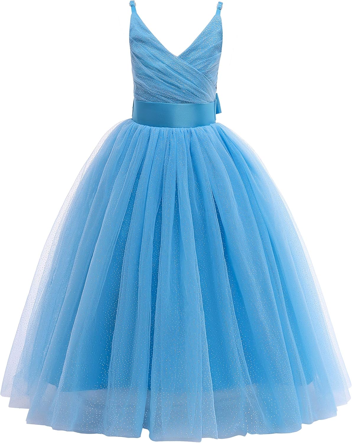 Glamulice Flower Girls Spaghetti Strap Tulle Dress for Parties