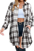 Blooming Jelly Plaid Button Down Shacket - Versatile Knee-Length Layer