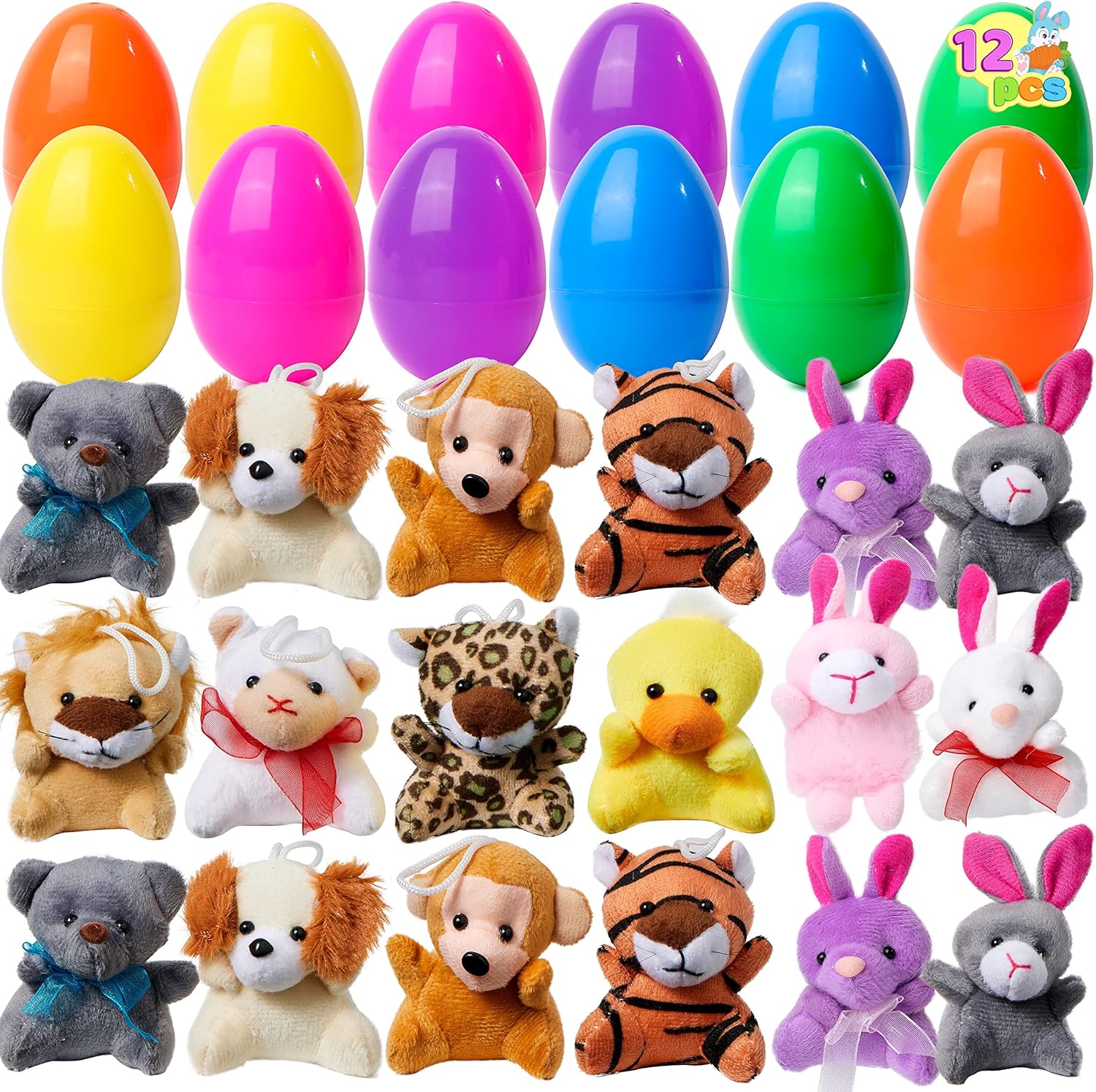 JOYIN 12-Pc Mini Stuffed Animal Plush Eggs - Easter Fun!