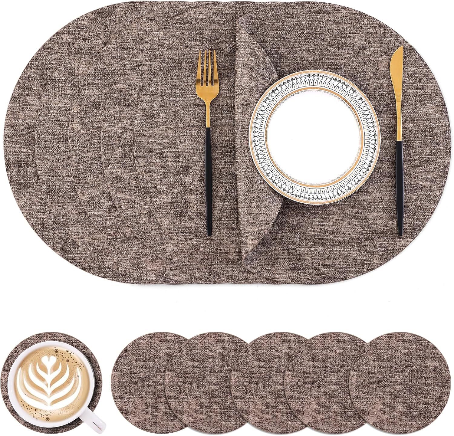 Homaxy Round Faux Leather Placemats for Elegant Dining