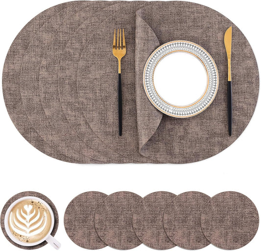 Homaxy Round Faux Leather Placemats for Elegant Dining
