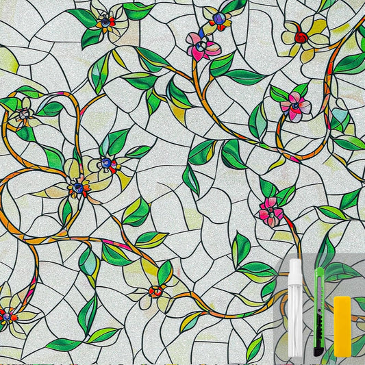 Frosted Stained Glass Window Privacy Film for Home and Car Use