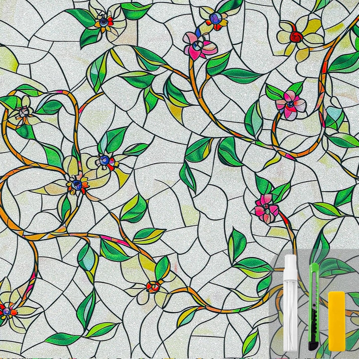 Frosted Stained Glass Window Privacy Film for Home and Car Use