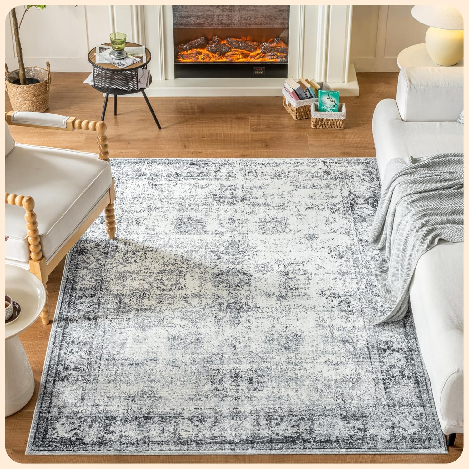 Istana Navy Area Rug 5x7 - Washable & Kid Friendly Design