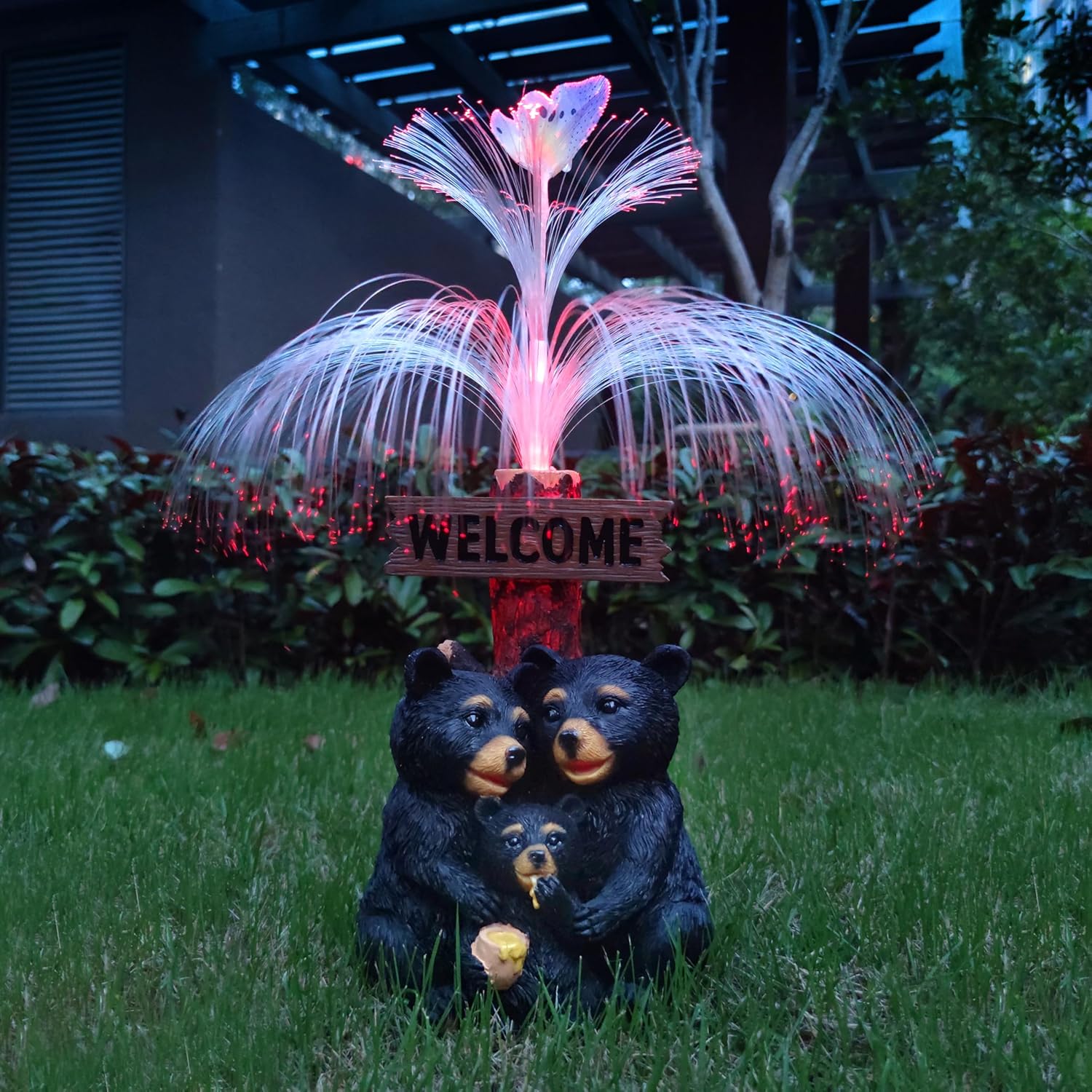 Solar Bear Garden Statues with 7-Color Changing Lights