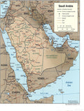 Palmetto Posters 22x29 Laminated Poster - Large Saudi Arabia Map
