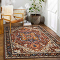 Ultra-Thin Washable Oriental Area Rug 5x7 - Low-Pile Vintage Look