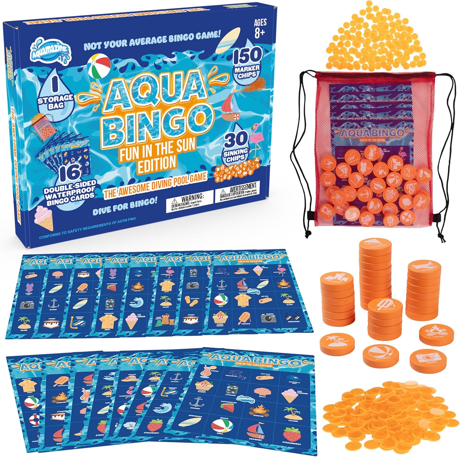 Pool Bingo Diving Game for Kids - Summer Fun Edition
