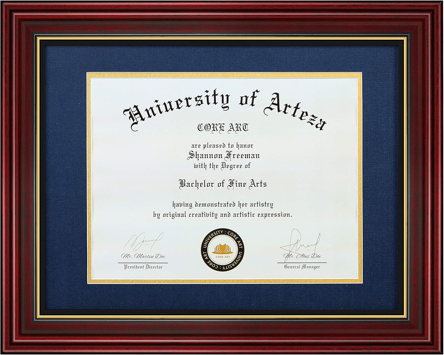 CORE ART 11x14 Diploma Frame with Navy Mat for Certificates